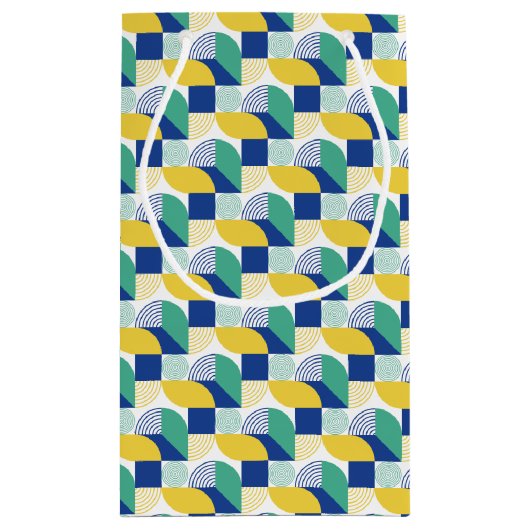 Blue Green Yellow Abstract Geometric Pattern Klein Cadeauzakje (Achterkant)