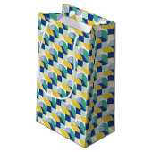 Blue Green Yellow Abstract Geometric Pattern Klein Cadeauzakje (Achterkant Gekanteld)