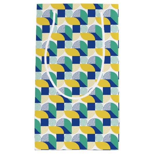 Blue Green Yellow Abstract Geometric Pattern Klein Cadeauzakje (Voorkant)