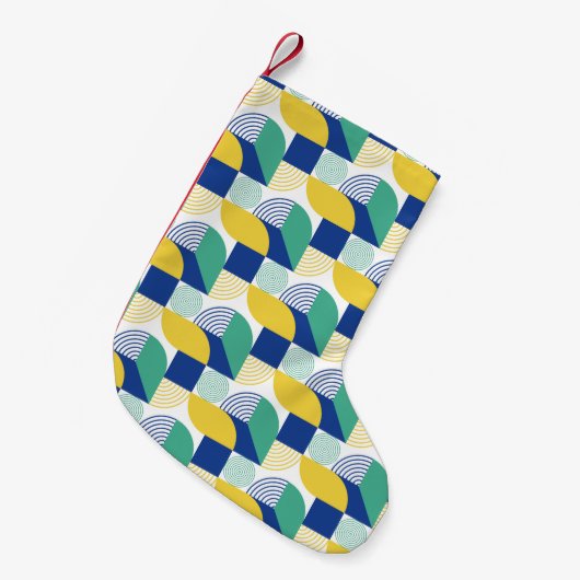 Blue Green Yellow Abstract Geometric Pattern Kleine Kerstsok (Voorkant (Hangend))