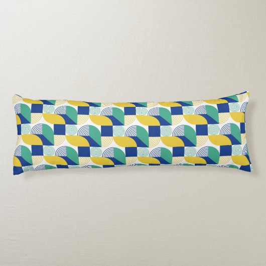 Blue Green Yellow Abstract Geometric Pattern Lichaamskussen (Achterkant)