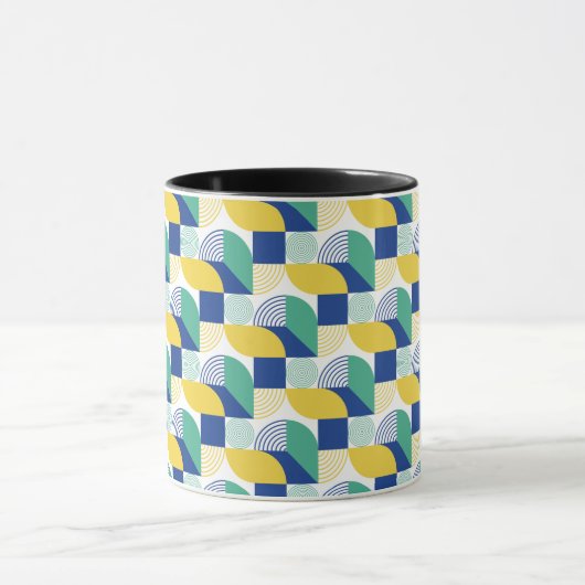 Blue Green Yellow Abstract Geometric Pattern Mok (Midden)
