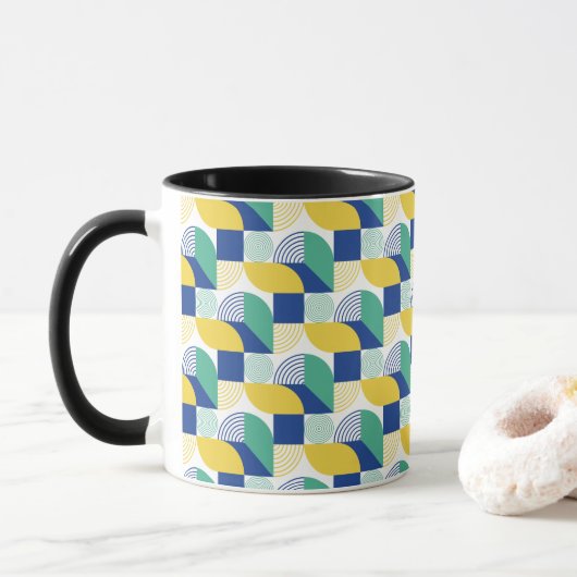 Blue Green Yellow Abstract Geometric Pattern Mok (Met donut)