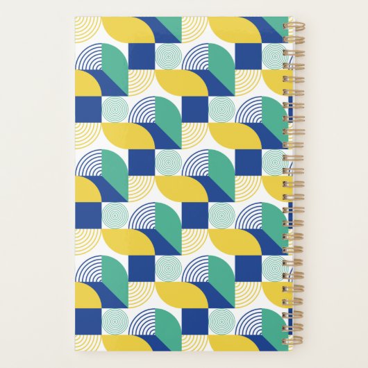 Blue Green Yellow Abstract Geometric Pattern Planner (Achterkant)