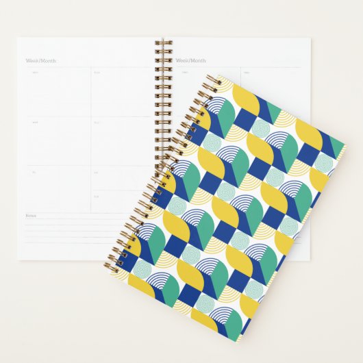 Blue Green Yellow Abstract Geometric Pattern Planner (Display)