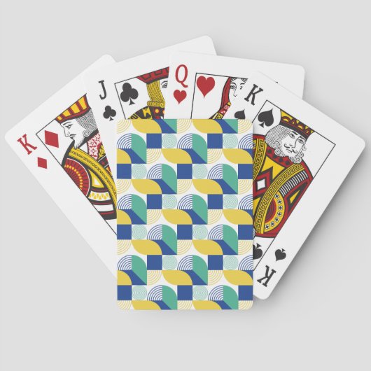 Blue Green Yellow Abstract Geometric Pattern Pokerkaarten (Achterkant)