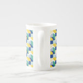 Blue Green Yellow Abstract Geometric Pattern Porselein Kop (Achterkant)