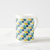 Blue Green Yellow Abstract Geometric Pattern Porselein Kop (Voorkant rechts)