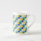Blue Green Yellow Abstract Geometric Pattern Porselein Kop (Rechts)
