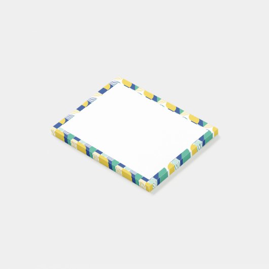 Blue Green Yellow Abstract Geometric Pattern Post-it® Notes (Schuin)