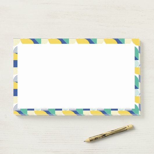 Blue Green Yellow Abstract Geometric Pattern Post-it® Notes (Op bureau)