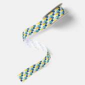 Blue Green Yellow Abstract Geometric Pattern Satijnen Lint (Achterkant)