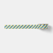 Blue Green Yellow Abstract Geometric Pattern Satijnen Lint (Voorkant)