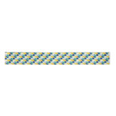 Blue Green Yellow Abstract Geometric Pattern Satijnen Lint (Voorkant)