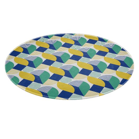 Blue Green Yellow Abstract Geometric Pattern Snijplank (Hoek)