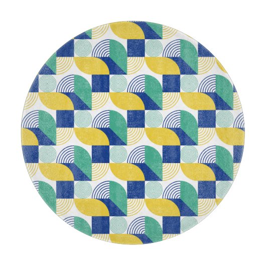 Blue Green Yellow Abstract Geometric Pattern Snijplank (Voorkant)