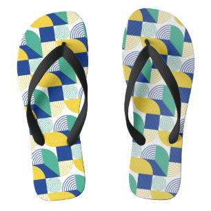 Blue Green Yellow Abstract Geometric Pattern Teenslippers