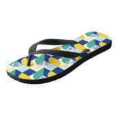 Blue Green Yellow Abstract Geometric Pattern Teenslippers (Schuin)