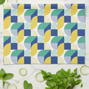 Blue Green Yellow Abstract Geometric Pattern Theedoek
