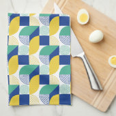 Blue Green Yellow Abstract Geometric Pattern Theedoek (Quarter Fold)