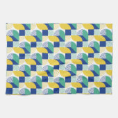 Blue Green Yellow Abstract Geometric Pattern Theedoek (Horizontaal)