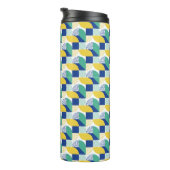 Blue Green Yellow Abstract Geometric Pattern Thermosbeker (Geroteerd rechts)