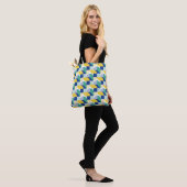 Blue Green Yellow Abstract Geometric Pattern Tote Bag (Op model)