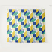 Blue Green Yellow Abstract Geometric Pattern Wandkleed (Voorkant (horizontaal))