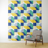 Blue Green Yellow Abstract Geometric Pattern Wandkleed (In situ)