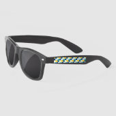 Blue Green Yellow Abstract Geometric Pattern Zonnebrillen (Links)