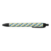 Blue Green Yellow Abstract Geometric Pattern Zwarte Inkt Pen (Bodem)