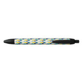 Blue Green Yellow Abstract Geometric Pattern Zwarte Inkt Pen (Achterkant)