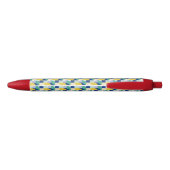 Blue Green Yellow Abstract Geometric Pattern Zwarte Inkt Pen (Achterkant)
