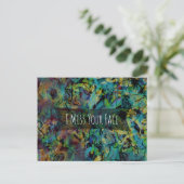 Blue Green Yellow Digital Art "I Miss Your Face" Briefkaart (Staand voorkant)