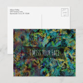 Blue Green Yellow Digital Art "I Miss Your Face" Briefkaart (Voorkant / Achterkant)