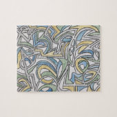 Blue Green Yellow Lattice-Hand Painted Watercolor Legpuzzel (Horizontaal)