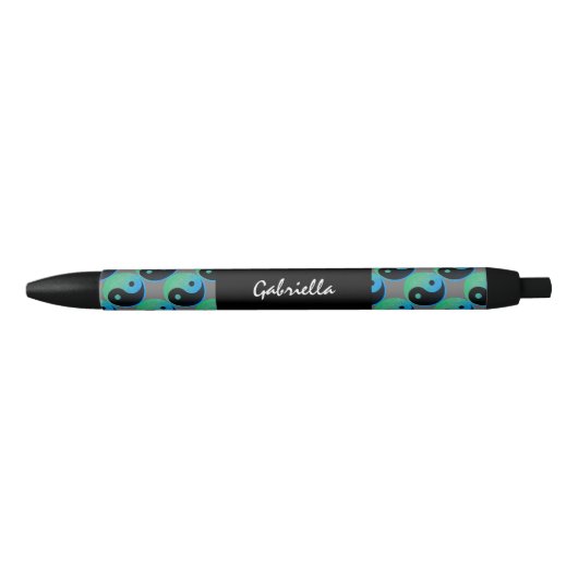 Blue Green Yin Yang Personalized Ink Pen (Voorkant)