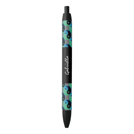 Blue Green Yin Yang Personalized Ink Pen (Voorkant Verticaal)