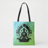Blue Green Yoga Meditation Design on a  Tote Bag (Voorkant)