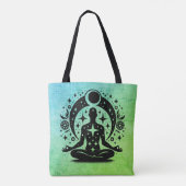 Blue Green Yoga Meditation Design on a  Tote Bag (Achterkant)