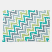 Blue Green Zigzag Ikat Pattern Theedoek (Horizontaal)