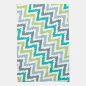 Blue Green Zigzag Ikat Pattern Theedoek (Verticaal)