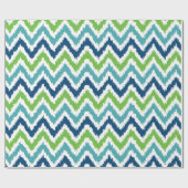 Blue Green Zigzags Ikat Pattern Cadeaupapier (Vlak)