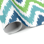 Blue Green Zigzags Ikat Pattern Cadeaupapier (Rol Hoek)