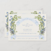 blue greenery crest website QR CODE wedding RSVP Kaart (Voorkant / Achterkant)