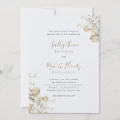 Blue Greenery Elegant Script Wedding Kaart (Voorkant)
