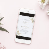 Blue Greenery Elegant Script Wedding Kaart