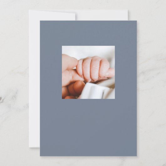 Blue Greenery Wreath Foto geboorteaankondiging Kaart (Achterkant)