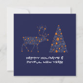 Blue greeting card HAPPY HOLIDAYS JOYFUL NEW YEAR Feestdagenkaart (Voorkant)