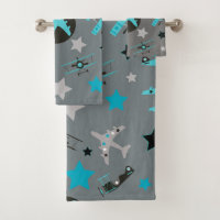 Blue Grey Airplanes Pattern Personalized